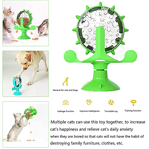 Interactive Cat Treat Leaking Toy for Small Dogs Original Slow Feeder Funny Dog Wheel Pet Products Accessories, Cat Treat Dispenser Toy Interactive Puzzle (Green) - color: Green