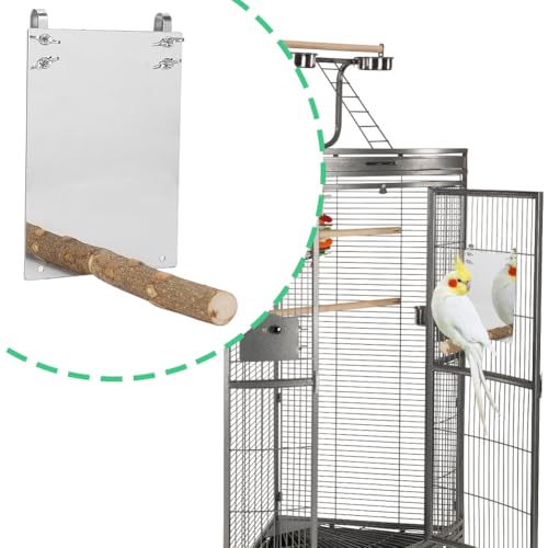 Joyzan Bird Mirror, Wooden Hanging Swing Play Toys Perch Stand Cockatiel