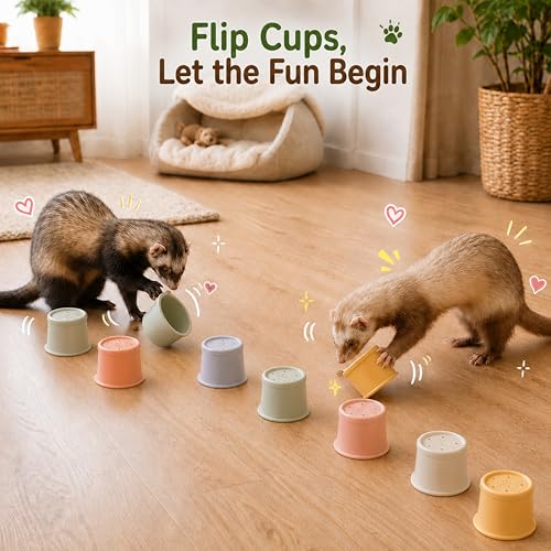 Ferret Enrichment Interactive Foraging Treat Cups, 8pcs Stacking Set