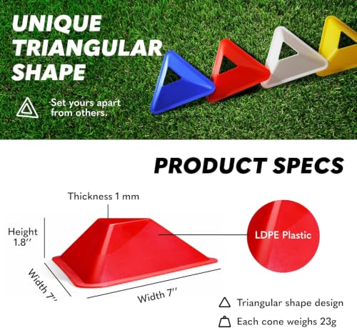 GSi Sports Training Cones for Soccer, PE & Agility Drills - style: Triangle - 40 Pack
