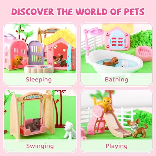 Aprilwolf 21 PCS Pet Sensory Bin, Dog & Cat Sandbox with Sand & Box