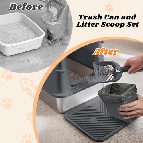 AIPERRO Enclosed Stainless Steel Cat Litter Box with Lid High Sided - color: Transparent Grey, size: X-Large