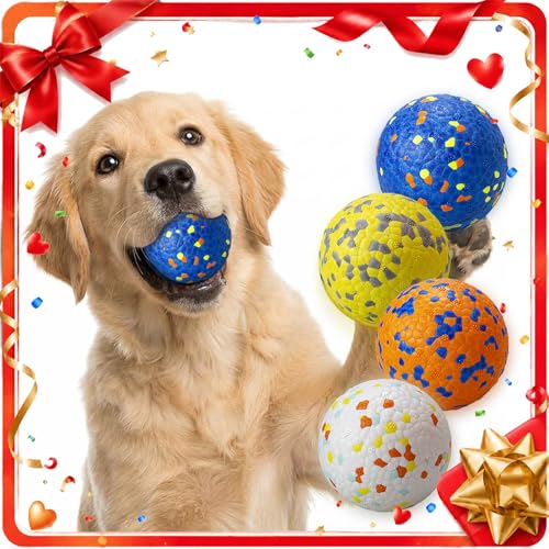 E-TPU Dog Balls, Tough High-Bounce Floating Fetch Toys, 2 Sizes - color: Blue, Orange, White & Yellow (4-Pack), size: Medium (3" diameter)