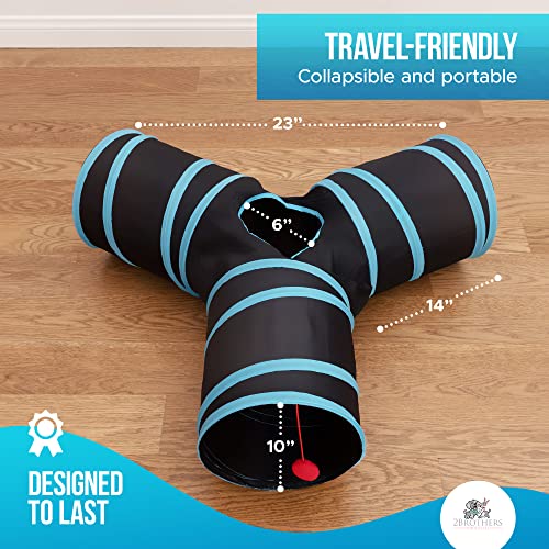 3-Way Cat Tunnels for Indoor Cats - Rabbit Tunnels and Hideouts - Durable and Collapsible Cat Tubes and Tunnels for Active Play (Yellow) - color: Yellow