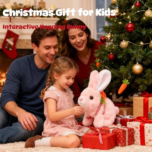 Easfan Walking Pink Bunny Interactive Plush Toy with Sounds for Kids 7" - style: Bunny_Pink_Carrot
