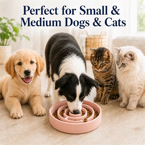 Ceramic Slow Feeder Dog Bowl 1.5 Cup Puzzle Dish for Small Medium Dogs - color: Ceramic-Pink