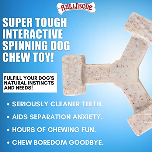 Bullibone Nylon Dog Chew Toy Spin-a-Bone - Interactive Dog Toy, Triggers Natural Instincts, and Improves Oral Health - size: Small / Medium Dog 2 Pack