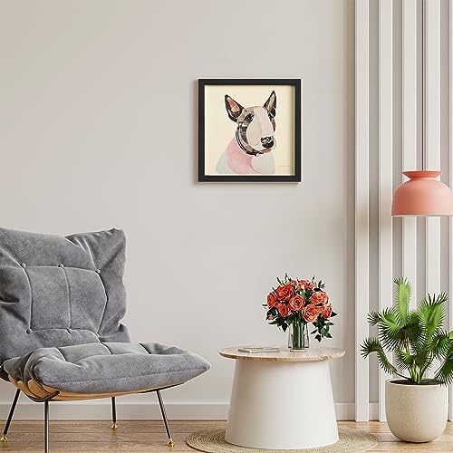 Empire Art Direct American Bull Terrier Dimensional Art Collage Hand Signed by Alex Zeng Framed Graphic Dog Wall Art, 17" x 17" x 1.4", Ready to Hang - color: Pink & Purple, size: 17"L x 17"W