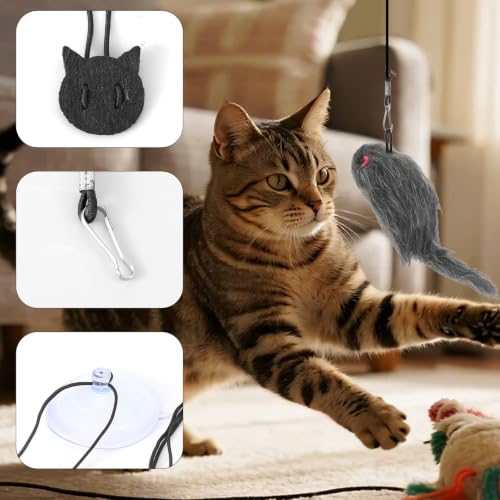 3PCS Cat Toys Door Adjustable Hanging Mouse for Indoor Cats