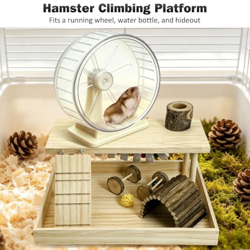Hamiledyi Hamster Playground Wooden Cage Accessories, Gerbil Climbing Toys