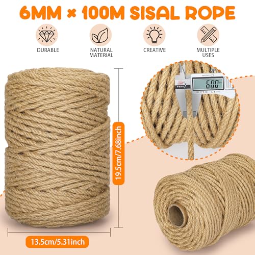 328FT 1/4 Inch Cat Scratching Sisal Rope for Cat Trees & Posts - color: Natural, size: 328ft