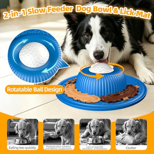 Multi-Purpose Silicone Slow Feeder & Lick Mat for Dogs & Cats (Blue) - color: Blue