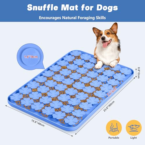 Silicone Snuffle Mat for Dogs 23.6"x 15.7" Large Slow Feeder Mat, Blue - color: Blue:23.6"x15.7"