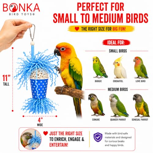Bonka 2355 Spotty Sola 11" Natural Bird Foraging Toy (Blue) - color: Blue