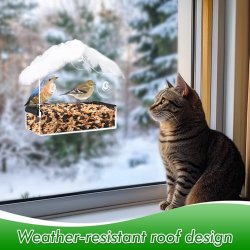 MEWTOGO Outdoor Window Bird Feeder for Cats Viewing, Small - size: Small