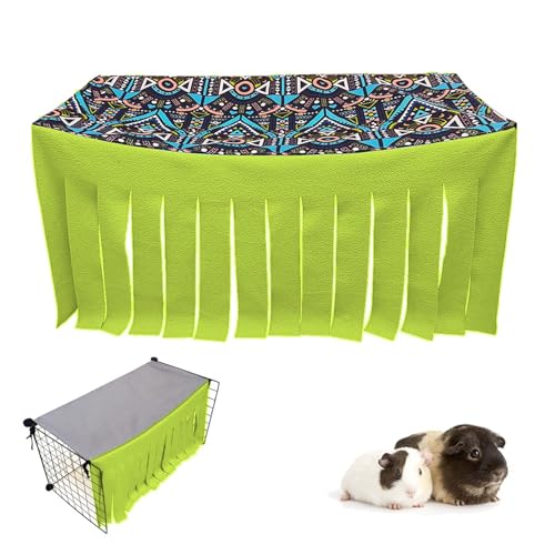 RIOUSSI Guinea Pig Hideout Hideaway Corner Fleece Toys Cage Accessories - color: Green Rectrangle