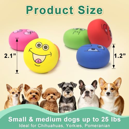 Latex Dog Chewing Squeaky Ball Toys Face Fetch Play Toy for Puppy Small Medium Pets Dog Toys (6 PCS) - color: 6 PCS