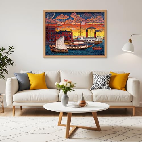 500 Piece Puzzle for Adults, Patriotic Harbor View Jigsaw Puzzle 500 Pieces - color: Set Sail