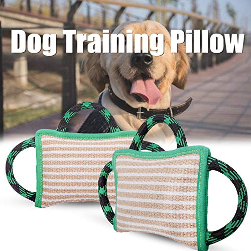 ToLanbbt Dog Toy, Tug of War Jute Bite Pillow (11' x 7.8'), Training Equipment for Medium to Large Dogs, Green - style: Style 1