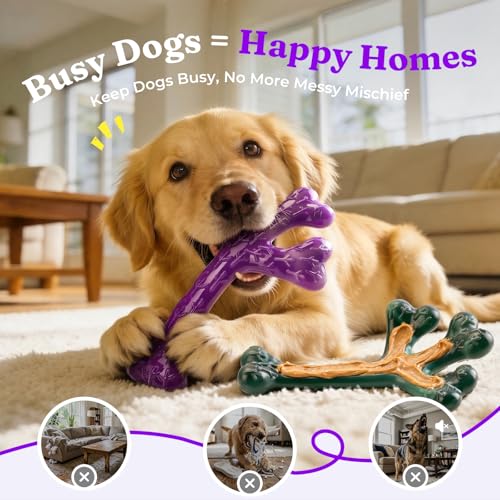 Frienhund 2-Pack Tough Dog Chew Toys for Aggressive Chewers, Beef, 20-90 Lb - color: Green & Purple-2-Pack