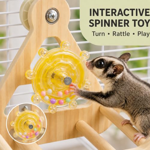 Sugar Glider Toys Wood Hanging with Spinner Sugar Glider Cage Accessories