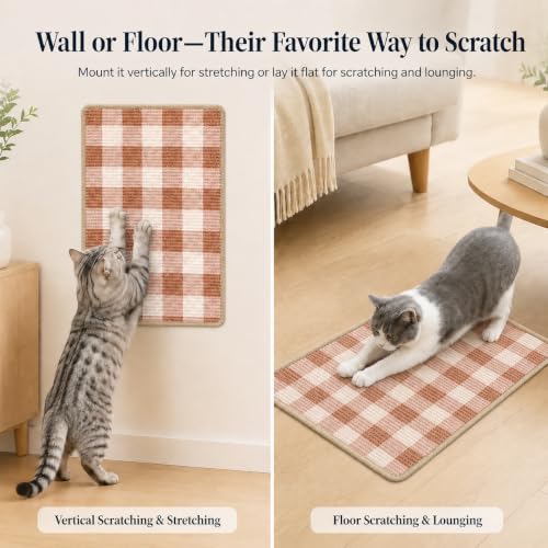 Cat Scratcher Mat, Natural Sisal Cat Scratch Pad for Cats - color: Coffee White