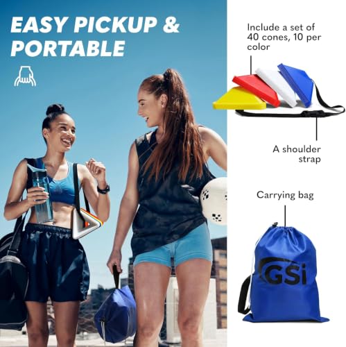 GSi Sports Training Cones for Soccer, PE & Agility Drills - style: Triangle - 40 Pack