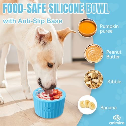 Dog Lick Bowl, Anxiety Relief Dog Licking Mat Freezer Treat Dispenser, Non-Slip Anti-Choking Silicone Slow Feeder Lick Bowl for Small Medium & Large Breed Dogs, BPA Free(Light Blue,S) - color: Light Blue, size: S