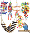 KATUMO Bird Toys, Parakeet Swing Parrot Ladder Cockatiel Perch Conure Hanging Bell Toys for Parakeet Conure Cockatiel Mynah Love Bird Small Birds - style: Burlywood ladder set (7 IN 1)