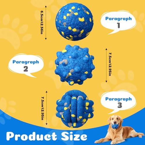 3 Pcs Teyva Dog Toys Balls Chew Fetch, Yarnball,Tennis,Round, Blue - color: Blue, size: Yarnball,Tennis,Round