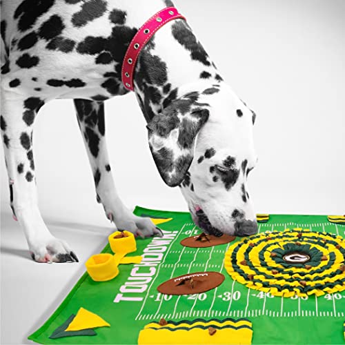 NFL Green Bay Packers Dog Snuffle Mat – Interactive Pet Slow Feeder, Football Field Design Food Puzzle Toy for Dogs & Cats, Foraging Activity Mat for Smarter Feeding - color: GREEN BAY PACKERS