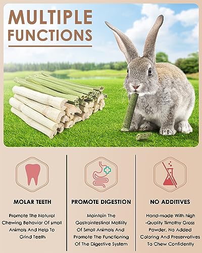 Bissap 40PCS Rabbit Chew Sticks, 20PCS Sweet Bamboo Chew Sticks & 20PCS Papaya Stems Bunny Chews for Rabbit Hamster Chinchilla Guinea Pig Small Animals Natural Molar Treats - size: 40 Count