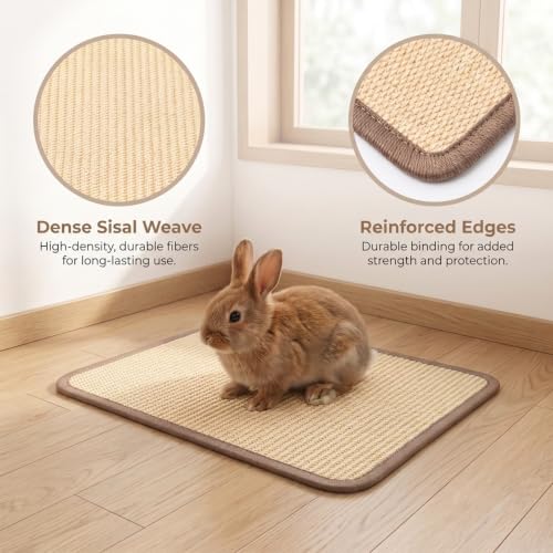 1 Pcs Rabbit Scratching Pad, Natural Sisal Bunny Mat Claws