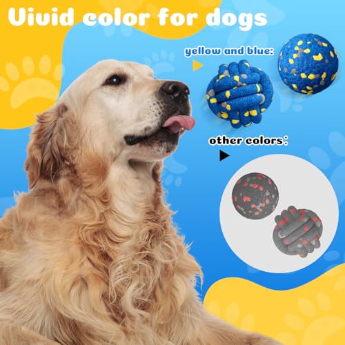 3 Pcs Teyva Dog Toys Balls Chew Fetch, Yarnball,Tennis,Round, Blue - color: Blue, size: Yarnball,Tennis,Round