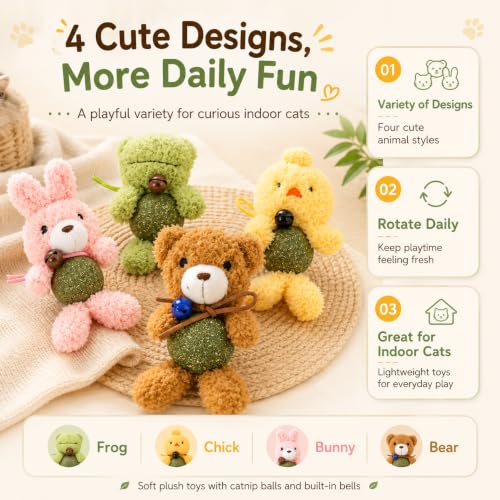 Cat Toys with Catnip Kitten Chew Bite Supplies Boredom Relief Fluffy Kitty Teeth Cleaning Chewing Cat Lovers Interactive Plush Gift (New Rabbit) - color: New Rabbit