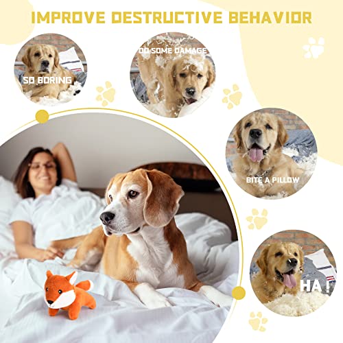 Interactive Squeaky Dog Toys Fox Dog Toy, Stuffing Woodland Friends Burrow, Squeaky Plush Dog Toys for Small Medium Large Dogs Small Size (Large) - size: Burrow - Large, style: Fox