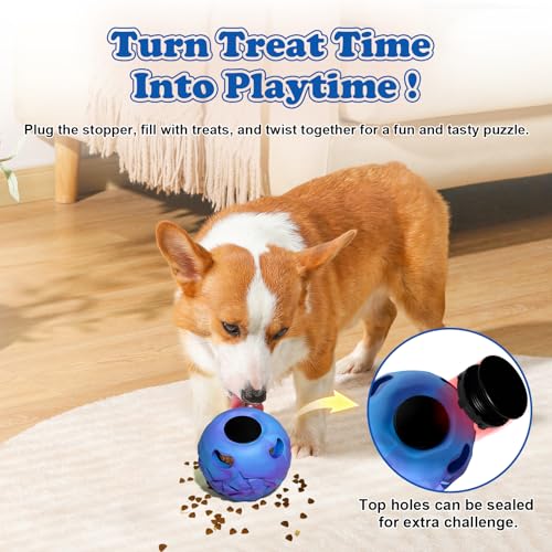 Small Frozen Treat Puzzle Ball, Interactive Fillable Rubber Dog Chew Toy - color: Blue, size: Small