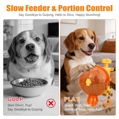 Dog Slow Feeder, Interactive Dog Puzzle Feeder for Enrichment - color: Orange