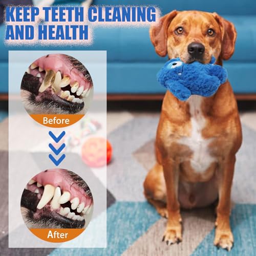 Monster Stuffed Squeaky Dog Toy, Crinkle Dog Plush Toy, Blue - color: Blue