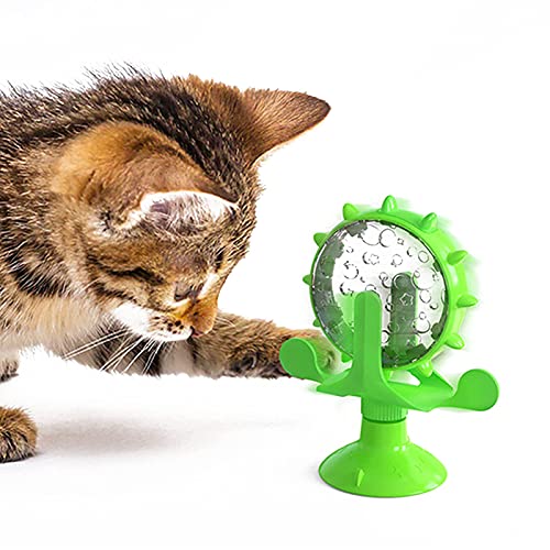 Interactive Cat Treat Leaking Toy for Small Dogs Original Slow Feeder Funny Dog Wheel Pet Products Accessories, Cat Treat Dispenser Toy Interactive Puzzle (Green) - color: Green