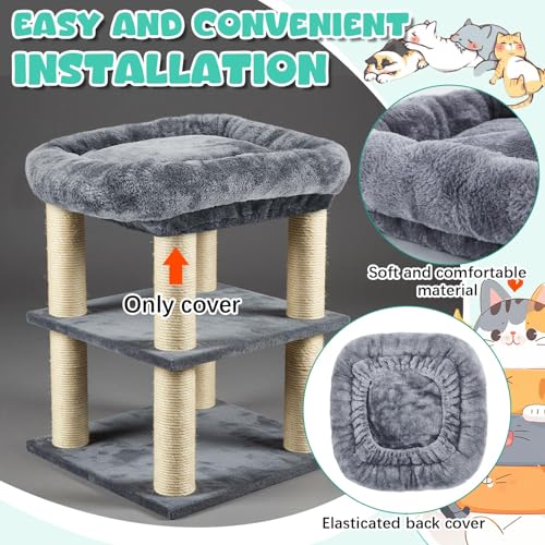 Abbylike 2 Pcs Cat Tree Replacement Bed Covers,13.8 x 13.8 Inch - size: 13.8 x 13.8 Inch