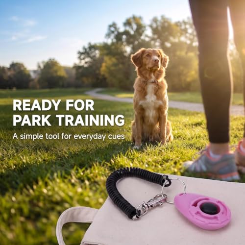 1pc Pink Clicker Easy to Use with Button Dog Training Accessories Strong and Long-Lasting,Training and Behavior Aids
