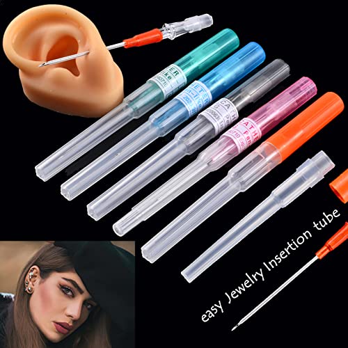 Catheter Needles - Prgislew 5Pcs Mixed Catheter Piercing 14G 16G 18G 20G and 22G Catheter Ear Nose Piercing Hollow for Lip Tongue Belly Nipple Cartilage Piercing Kit - size: Mixed-5pcs