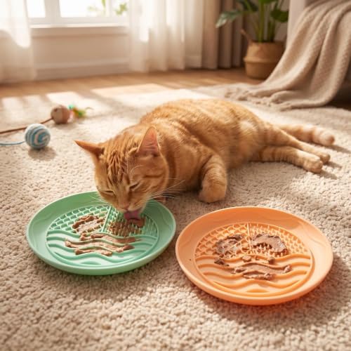 Dog Lick Mat, Dual Texture Slow Feeder with Suction Cups, 2 Pack