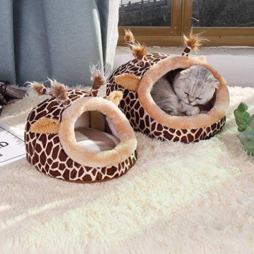 LEFTSTARER Guinea Pig Rat Bed and Hideout for Ferret Hedgehog Sleep and Hide, Hamster Small Pet Animals Supplies Toy Cage Accessories Nest - color: 1.Giraffes-L