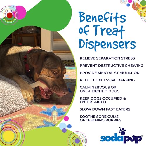SodaPup Glow Bone – Durable Dog Treat Dispenser & Chew Toy Made in USA from Non-Toxic, Pet Safe, Food Safe Natural Rubber for Mental Stimulation, Problem Chewing, Calming Nerves & More - color: Glow in the Dark Bone, size: Large