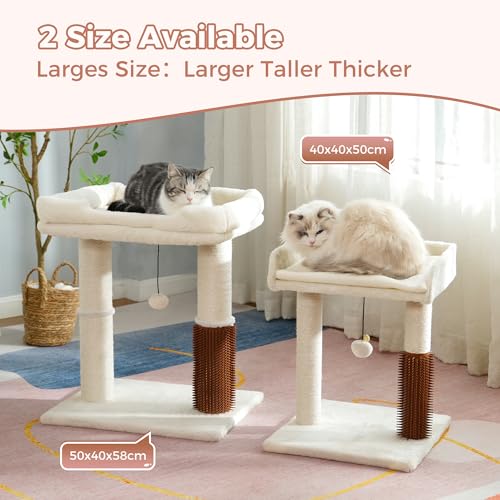Cat Tree Tower for Large Cats Cat Scratching Post with Bed 20x16“ - color: Beige, size: Large
