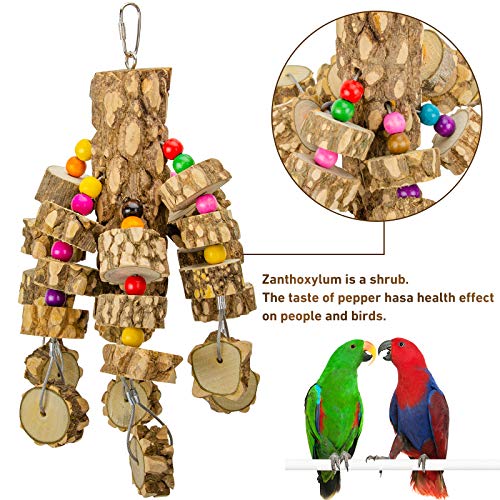 MYFAMIREA Parrot Chewing Toys Bird Toys Natural Wood Bird Toys Parakeet Cage Hammock Hanging Toy for Parrots, Cockatoos, African Grey, Cockatiels Small and Medium Birds - color: Natural