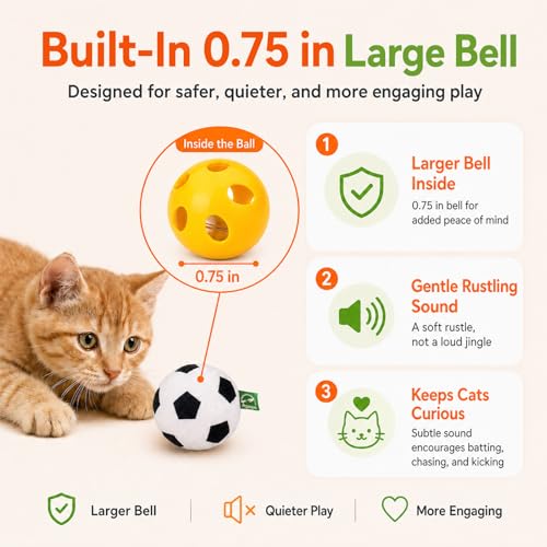 Agape Organic Catnip & Silvervine Filled Cat Toy Balls with Bell Sound - size: 4 Ball Set