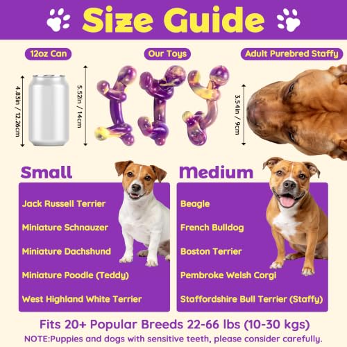 LECHONG 3 Pack Indestructible Dog Toys for Aggressive Chewers 22-66 lbs
